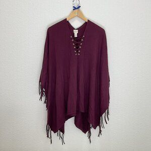 Chicos Maroon Poncho